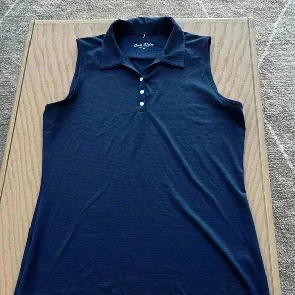 Court Haley Sleeveless Polo Navy Blue Medium - Picture 2 of 7